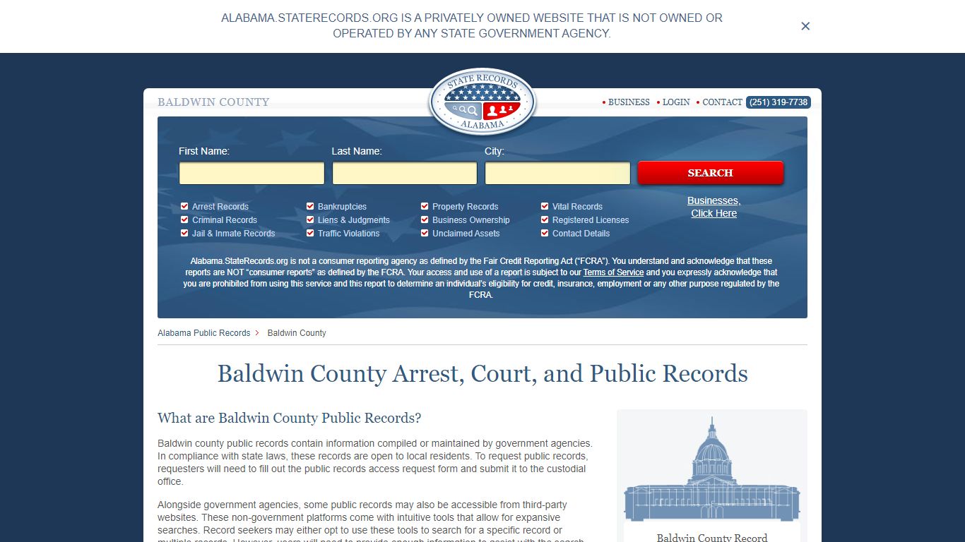 Baldwin County Arrest, Court, and Public Records